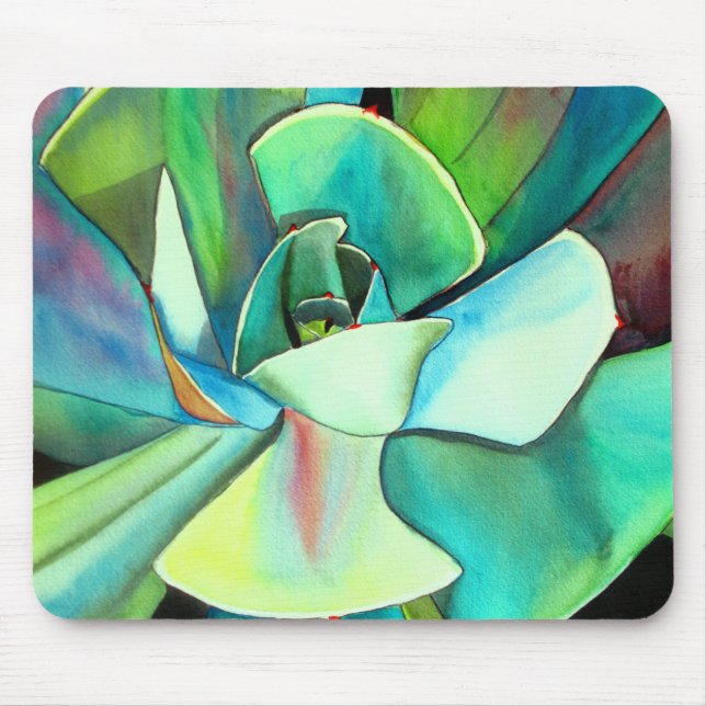 Mousepad Arte de aquarela de água desértica azul e verde su (Frente)