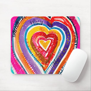 Mousepad Arte de aquarela do Heart Boho