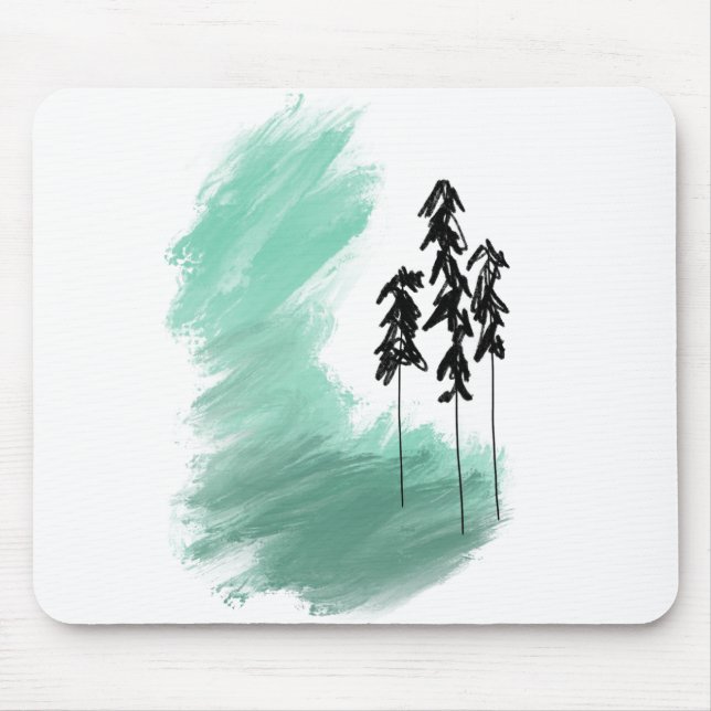 Mousepad arte de árvore verde escandinava simples menta mod (Frente)