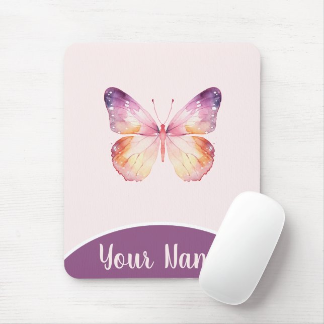 Mousepad Arte de Borboleta em Aquarela  (Com mouse)