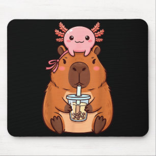 Mousepad Arte de Capivara Fofa Bebendo Chá de Boba