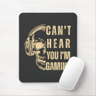 Mousepad Arte de Caveira Gamer – Não Posso Ouvir Você