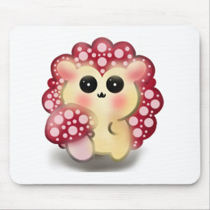 Mousepad Arte de Cogumelo Vermelho Kawaii Fofoouriço