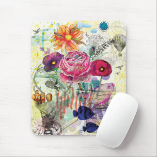 Mousepad Arte de colagem mista caprichosa