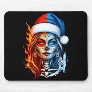 Mousepad Arte de Crânio de Açúcar de Natal Mulher Chapéu de
