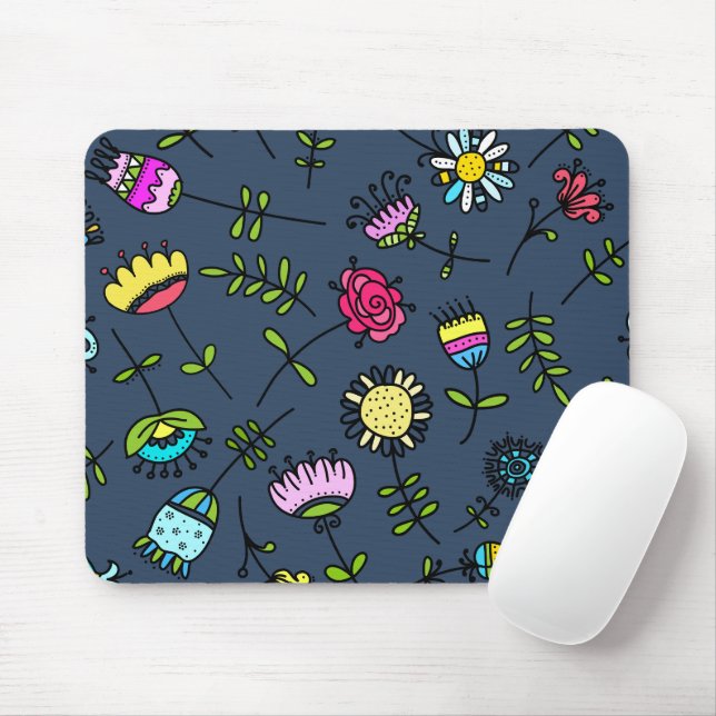 Mousepad Arte de Design de Padrão Floral Caprichoso (Com mouse)