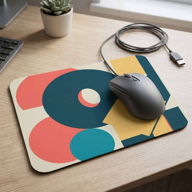 Mousepad Arte de Design Geométrico Abstrato Retro em Risogr (Retro Abstract Geometric Risograph Art Design. Mouse Pad)
