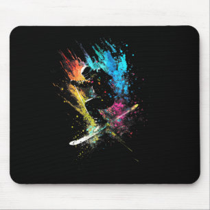 Mousepad Arte de Esquiador com Efeito Splash Esqui Freestyl
