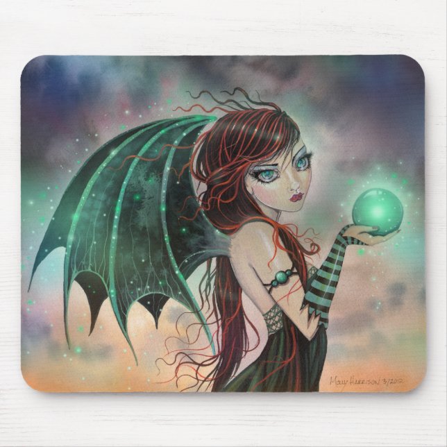 Mousepad Arte de Fada Vampira Fantasia Verde (Frente)