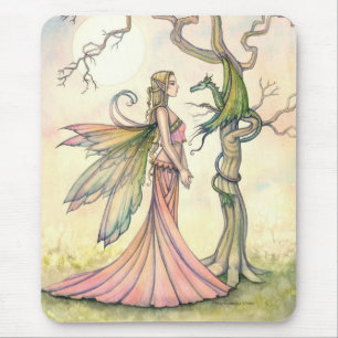 Mousepad Arte de Fantasia de Fada e Dragão Mística