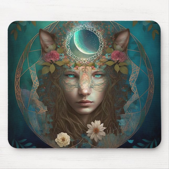 Mousepad Arte de Fantasia Mística com Espírito Animal (Frente)
