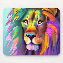 Mousepad Arte de Fantasia Mística de Rosto de Leão Abstrato