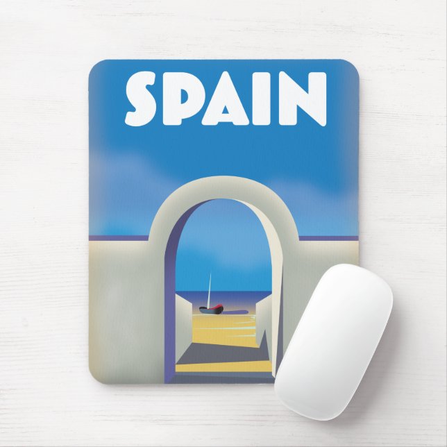 Mousepad Arte de férias retrô na Espanha (Com mouse)