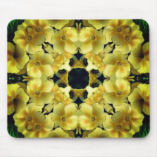 Mousepad Arte de Flor Abstrato Primrose Amarela (Frente)
