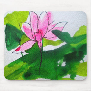 Mousepad Arte de flor de abstrato aquarela aquática