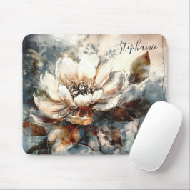 Mousepad Arte de Flor de Peônia Personalizada em Aquarela
