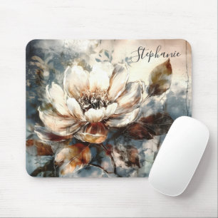 Mousepad Arte de Flor de Peônia Personalizada em Aquarela