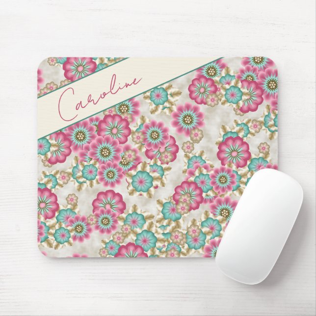 Mousepad Arte de Flores Japonesas Abstratas Personalizadas (Com mouse)