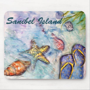 Mousepad Arte de Florida da aguarela da ilha de Sanibel