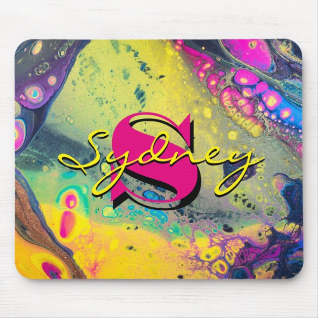 Mousepad Arte de Fluido Amarelo e Negro (Frente)