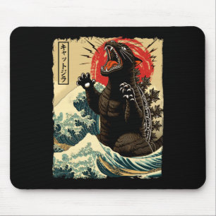 Mousepad Arte de gato Catzilla, gato engraçado japonês para