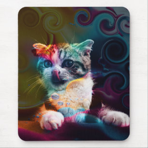 MOUSEPAD ARTE DE GATO COLORIDA E DIVERTIDA