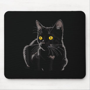 Mousepad Arte de Gato Preto com Olhos Amarelos Gráficos Vin
