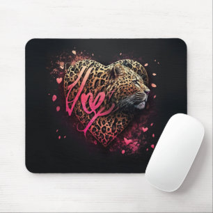 Mousepad Arte de Grafite de Amor Coração de Leopardo