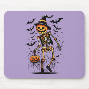 Mousepad Arte de Halloween de Esqueleto de Abóbora