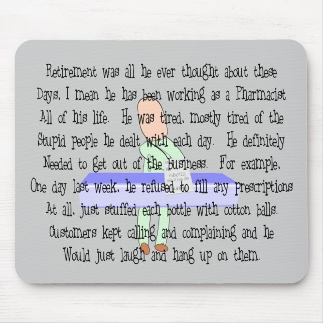 Mousepad Arte de história "farmacêutico pronto para (Frente)