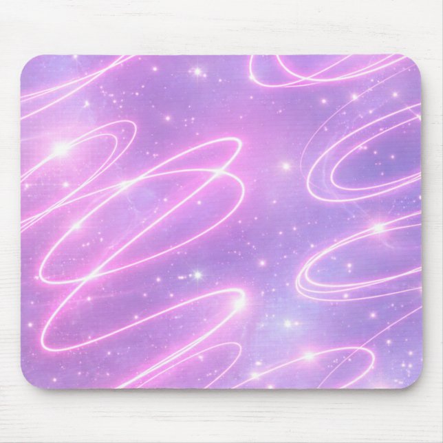 Mousepad Arte de IA de rabiscos neon rosa elétrico (Frente)
