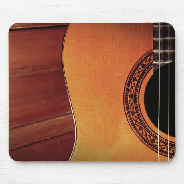 Mousepad Arte de instrumentos musicais em madeira de guitar (Frente)