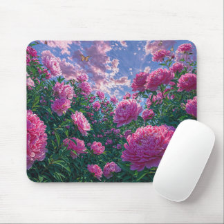 Mousepad Arte de Jardim de Peônia Rosa Sonhador