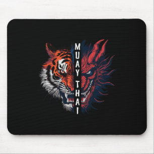 Mousepad Arte de Kickboxing Muay Thai Cabeça de Dragão e Ti