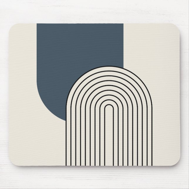 Mousepad Arte de linha de estilo de meio século com arco az (Frente)