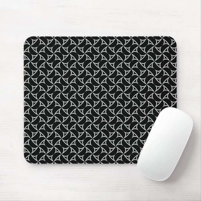 Mousepad Arte de Linha de Ilusões de Abstrato Branco Espira (Com mouse)