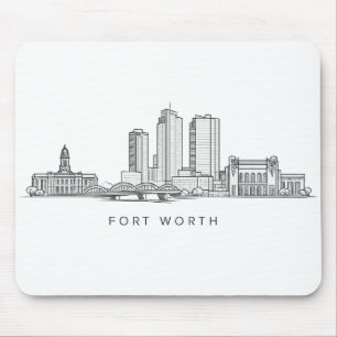 Mousepad Arte de Linha Minimalista da Silhueta de Fort Wort
