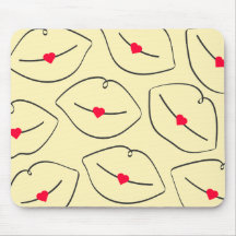 Arte de Linha Minimalista Moderna Lábios Amarelo S