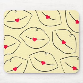 Mousepad Arte de Linha Minimalista Moderna Lábios Amarelo S