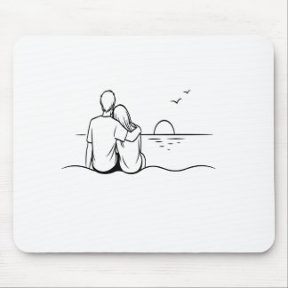 Mousepad Arte de Linha Momento do Pôr do Sol Minimalista