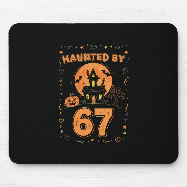 Mousepad Arte de Meme de Halloween Assombrado 67 Seis Sete  (Frente)