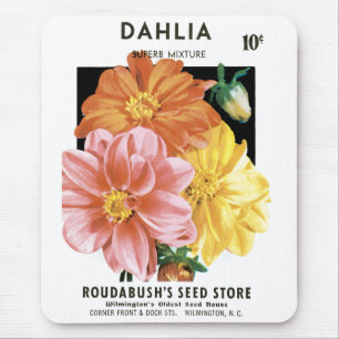 Mousepad Arte de Pacote de Sementes Antigas, Flores de Jard