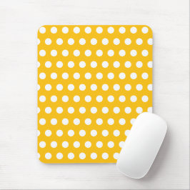 Mousepad Arte de Padrão de Bolinhas Brancas e Amarelo Ensol