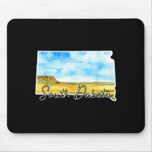 Mousepad Arte de paisagem em aquarela de Dakota do Sul para