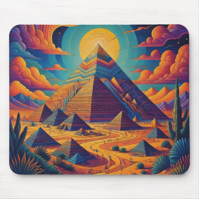 Mousepad Arte de Paisagem Psicodélica Egípcia (Frente)