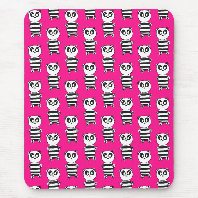 Mousepad Arte de Panda Preto e Branco Divertida (Frente)