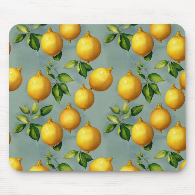 Mousepad Arte de Papel de Parede com Padrão de Limões em Es (Frente)