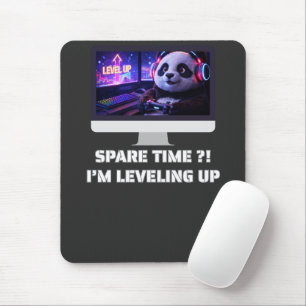 Mousepad Arte de PC Neon do Gamer Panda Subindo de Nível