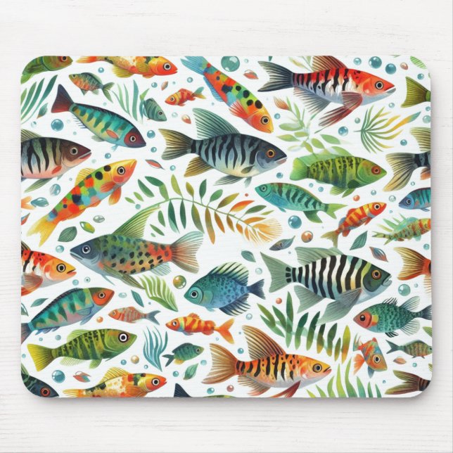 Mousepad Arte de peixe submarino colorida (Frente)