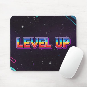Mousepad Arte de Pixel Retro NÍVEL UP Estrelas de Jogos